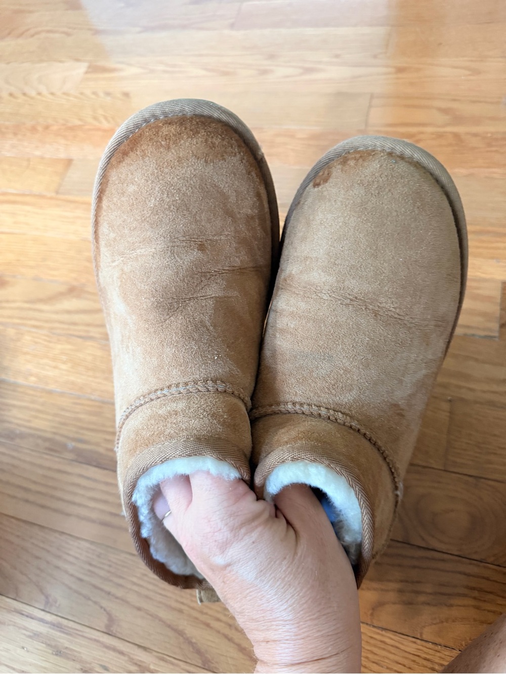UGG Classic Chestnut Suede Shearling-Lined Slip-On Booties